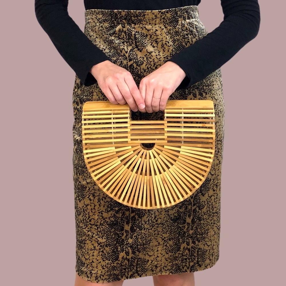 Natural Bamboo Purse 11x3x9